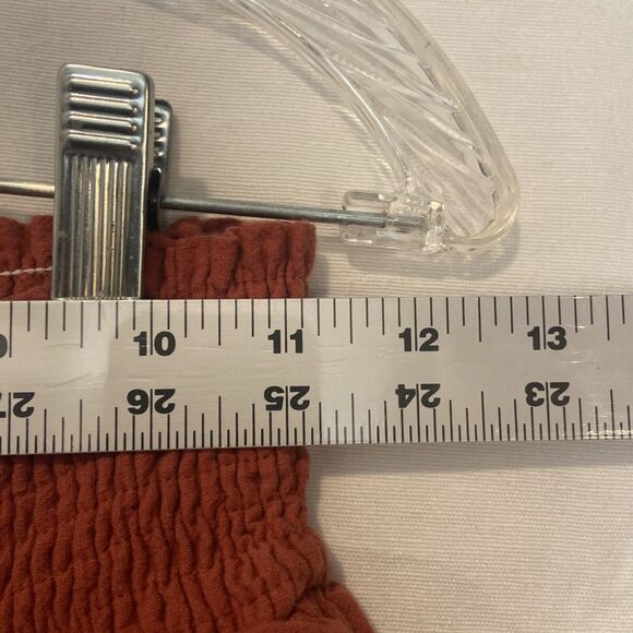 Orange Linen Blend High Rise Drawstring Wide Leg Crop Pants Sz Small - Picture 6 of 6